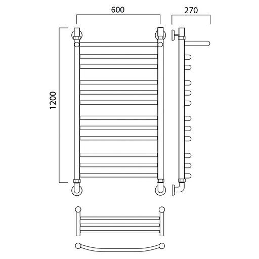 Полотенцесушитель водяной Роснерж Дуга L104110 120x60 с полкой групповой фото 2