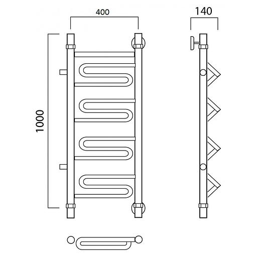Полотенцесушитель водяной Роснерж Зиг-Заг L105001 100x40 с боковым подключением 500 фото 2