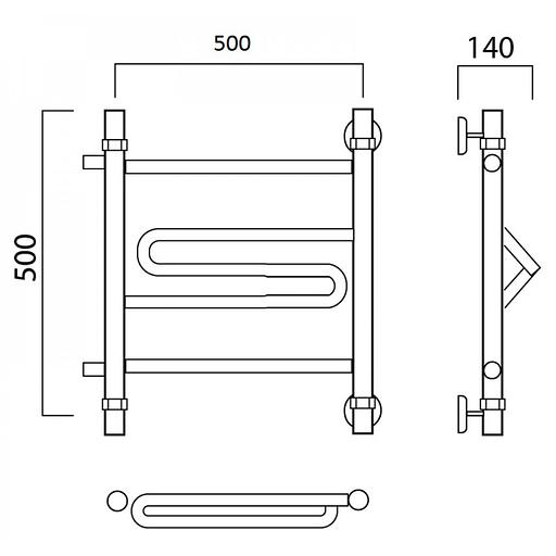 Полотенцесушитель водяной Роснерж Зиг-Заг L105001 50x50 с боковым подключением 320 фото 2