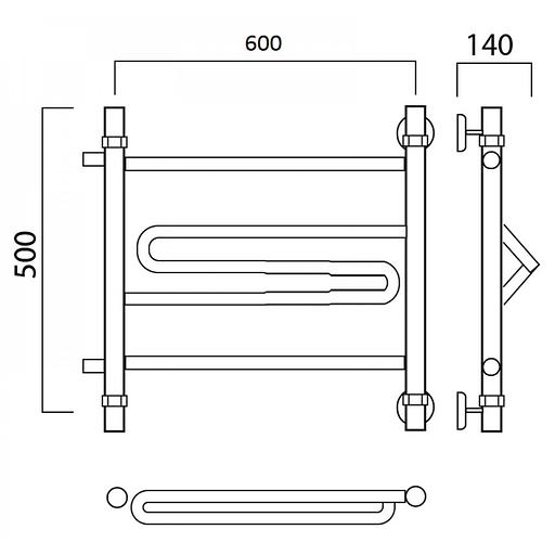 Полотенцесушитель водяной Роснерж Зиг-Заг L105001 50x60 с боковым подключением 320 фото 2