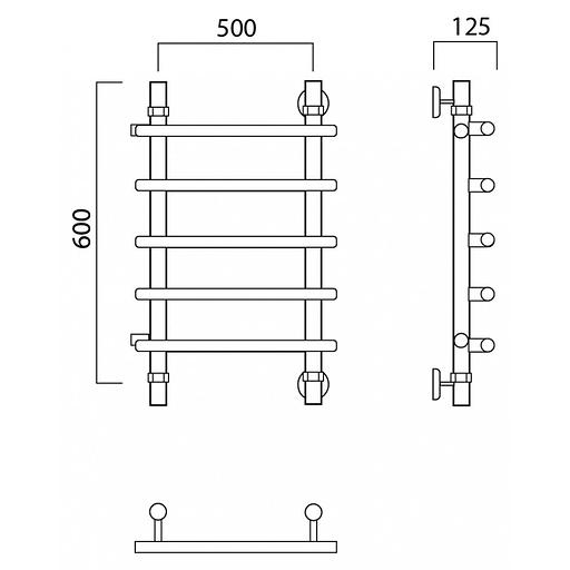Полотенцесушитель водяной Роснерж Нео 1 L106001 60x50 с боковым подключением 320 фото 2