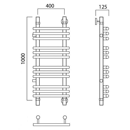 Полотенцесушитель водяной Роснерж Нео 1 L106011 100x40 с боковым подключением 500 групповой фото 2