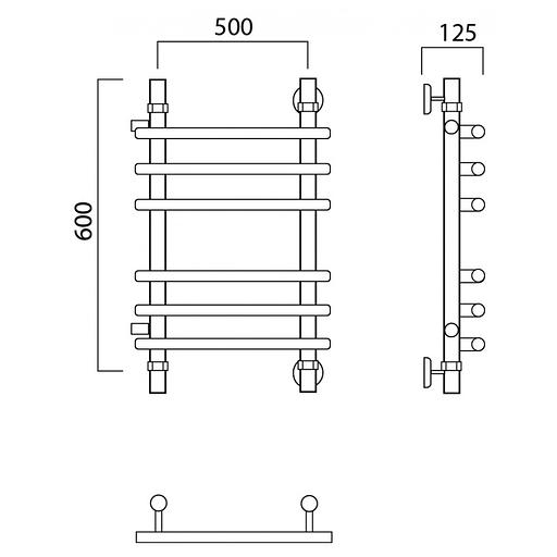 Полотенцесушитель водяной Роснерж Нео 1 L106011 60x50 с боковым подключением 320 групповой фото 2