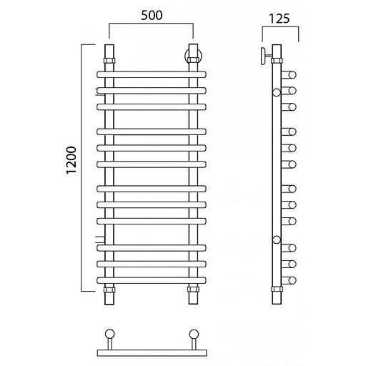 Полотенцесушитель водяной Роснерж Нео 1 L106011 120x50 с боковым подключением 600 групповой фото 2