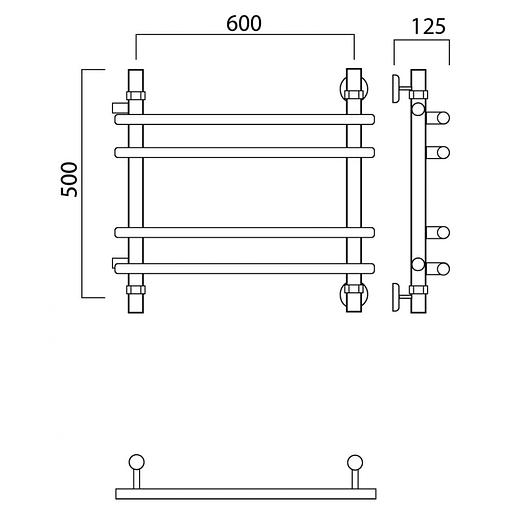 Полотенцесушитель водяной Роснерж Нео 1 L106011 50x60 с боковым подключением 320 групповой фото 2