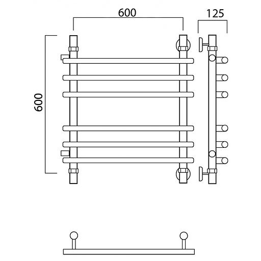 Полотенцесушитель водяной Роснерж Нео 1 L106011 60x60 с боковым подключением 320 групповой фото 2