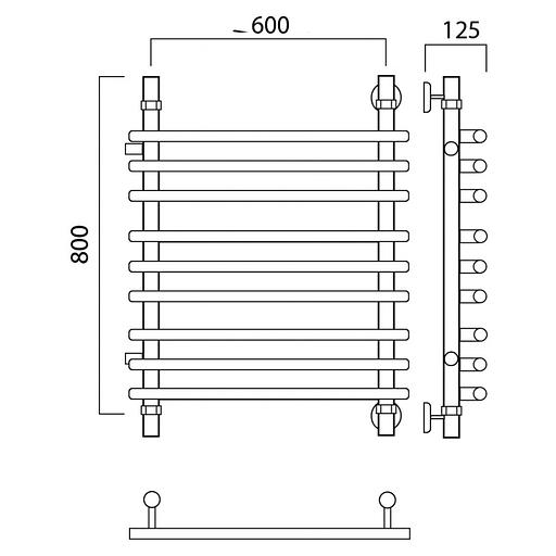 Полотенцесушитель водяной Роснерж Нео 1 L106011 80x60 с боковым подключением 400 групповой фото 2