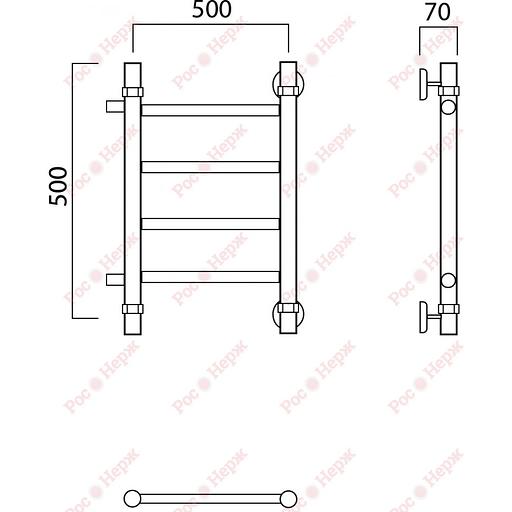 Полотенцесушитель водяной Роснерж Прямая L107001 50x50 с боковым подключением 320 фото 2