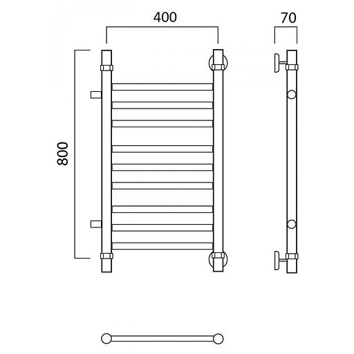 Полотенцесушитель водяной Роснерж Прямая L107011 80x40 с боковым подключением 400 групповой фото 2
