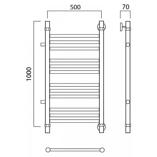 Полотенцесушитель водяной Роснерж Прямая L107011 100x50 с боковым подключением 500 групповой фото 2