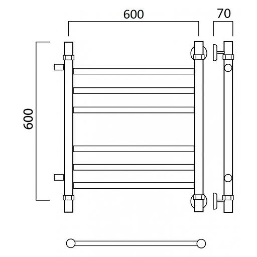 Полотенцесушитель водяной Роснерж Прямая L107011 60x60 с боковым подключением 320 групповой фото 2