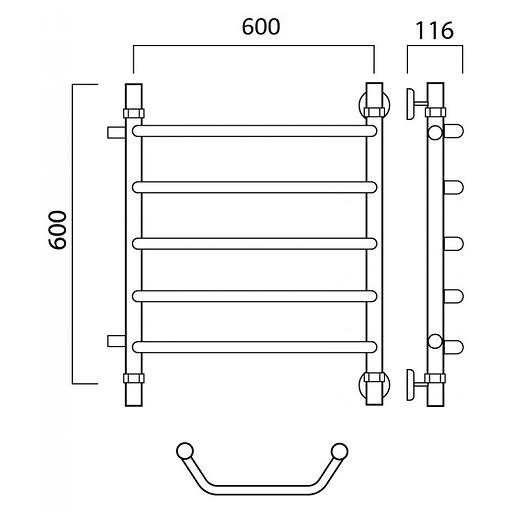 Полотенцесушитель водяной Роснерж Трапеция L108001 60x60 с боковым подключением 320 фото 2