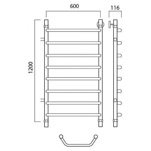 Полотенцесушитель водяной Роснерж Трапеция L108001 120x60 с боковым подключением 600 фото 2