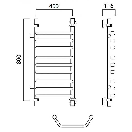 Полотенцесушитель водяной Роснерж Трапеция L108011 80x40 с боковым подключением 400 групповой фото 2