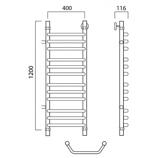 Полотенцесушитель водяной Роснерж Трапеция L108011 120x40 с боковым подключением 600 групповой фото 2