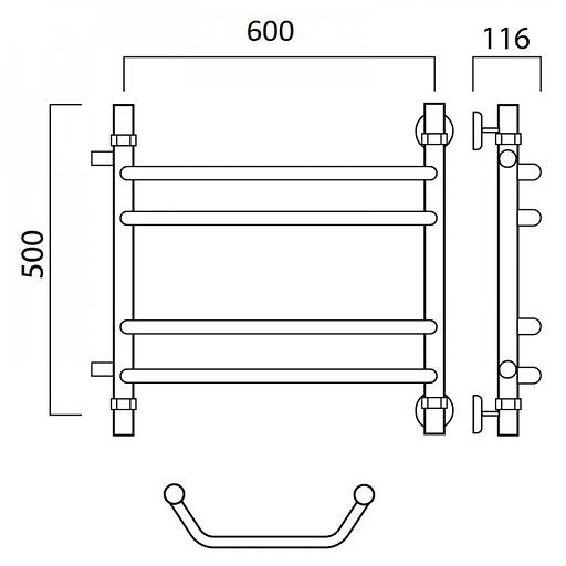 Полотенцесушитель водяной Роснерж Трапеция L108011 50x60 с боковым подключением 320 групповой фото 2