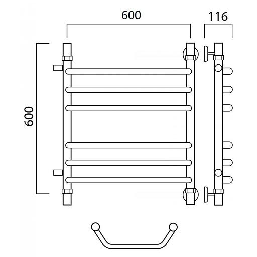 Полотенцесушитель водяной Роснерж Трапеция L108011 60x60 с боковым подключением 320 групповой фото 2