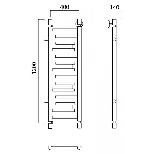Полотенцесушитель водяной Роснерж Нео 2 L109001 120x40 с боковым подключением 600 фото 2