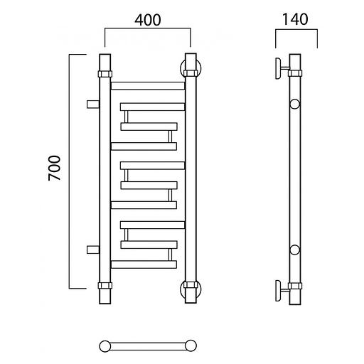 Полотенцесушитель водяной Роснерж Нео 2 L109001 70x40 с боковым подключением 400 фото 2