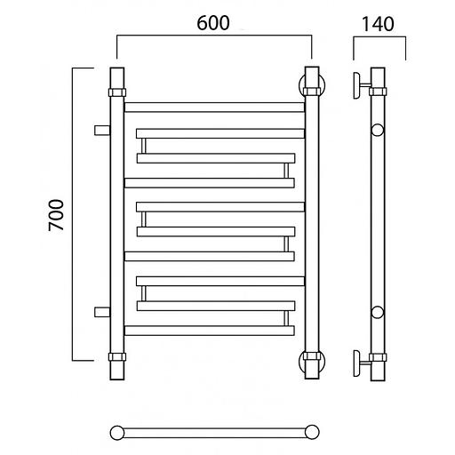 Полотенцесушитель водяной Роснерж Нео 2 L109001 70x60 с боковым подключением 400 фото 2