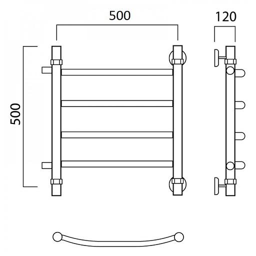 Полотенцесушитель водяной Роснерж Дуга L104001 50x50 с боковым подключением 400 фото 2