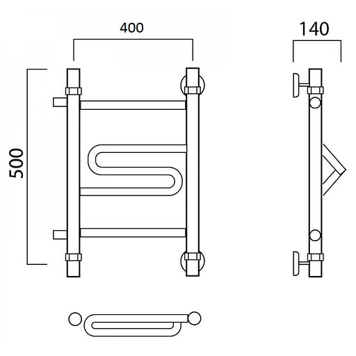 Полотенцесушитель водяной Роснерж Зиг-Заг L105001 50x40 с боковым подключением 400 фото 2