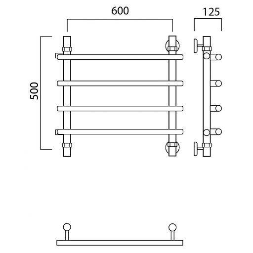 Полотенцесушитель водяной Роснерж Нео 1 L106001 50x60 с боковым подключением 400 фото 2