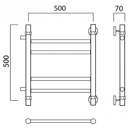 Полотенцесушитель водяной Роснерж Прямая L107011 50x50 с боковым подключением 400 групповой фото 2