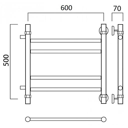 Полотенцесушитель водяной Роснерж Прямая L107011 50x60 с боковым подключением 400 групповой фото 2