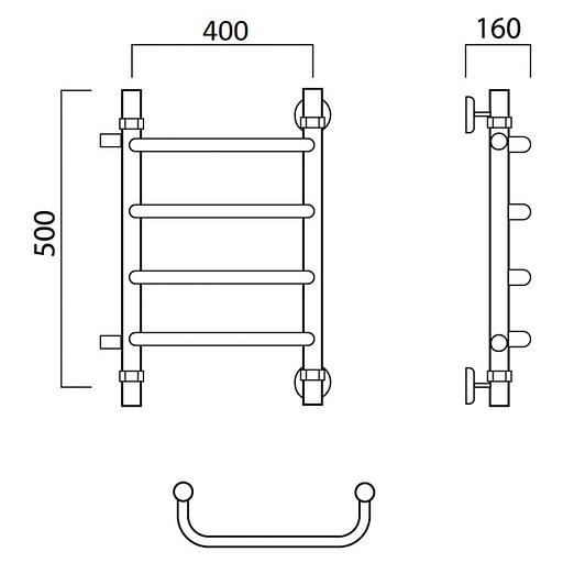 Полотенцесушитель водяной Роснерж Скоба L102001 50x40 с боковым подключением 400 фото 2