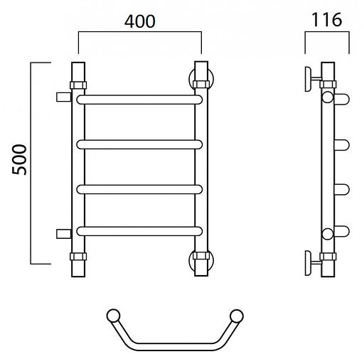 Полотенцесушитель водяной Роснерж Трапеция L108001 50x40 с боковым подключением 400 фото 2