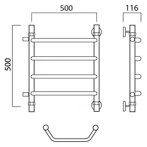 Полотенцесушитель водяной Роснерж Трапеция L108001 50x50 с боковым подключением 400 фото 2