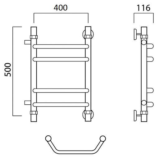 Полотенцесушитель водяной Роснерж Трапеция L108011 50x40 с боковым подключением 400 групповой фото 2