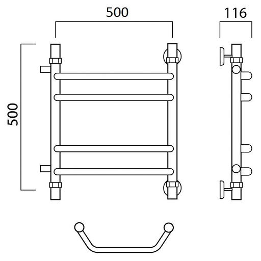 Полотенцесушитель водяной Роснерж Трапеция L108011 50x50 с боковым подключением 400 групповой фото 2