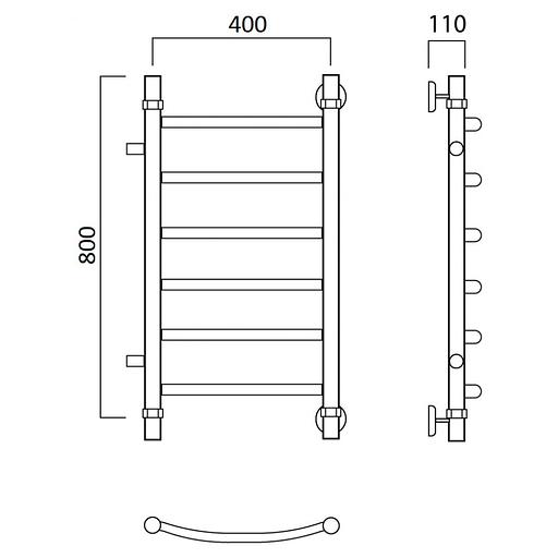 Полотенцесушитель водяной Роснерж Дуга L104001 80x40 с боковым подключением 500 фото 2