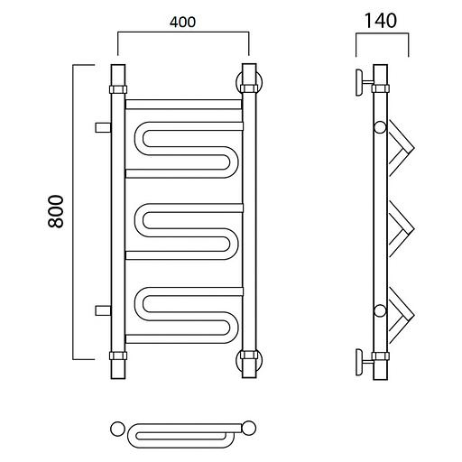 Полотенцесушитель водяной Роснерж Зиг-Заг L105001 80x40 с боковым подключением 500 фото 2