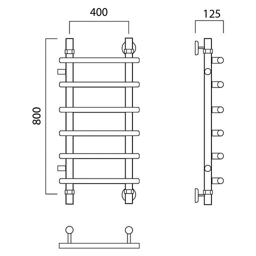 Полотенцесушитель водяной Роснерж Нео 1 L106001 80x40 с боковым подключением 500 фото 2