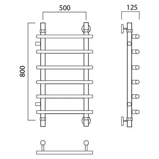 Полотенцесушитель водяной Роснерж Нео 1 L106001 80x50 с боковым подключением 500 фото 2