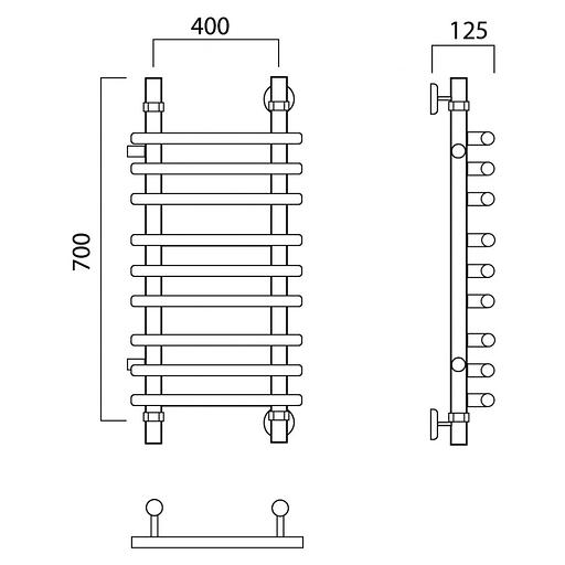 Полотенцесушитель водяной Роснерж Нео 1 L106011 70x40 с боковым подключением 500 групповой фото 2