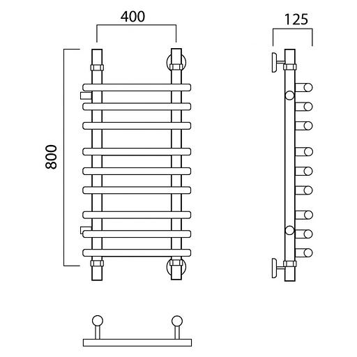 Полотенцесушитель водяной Роснерж Нео 1 L106011 80x40 с боковым подключением 500 групповой фото 2