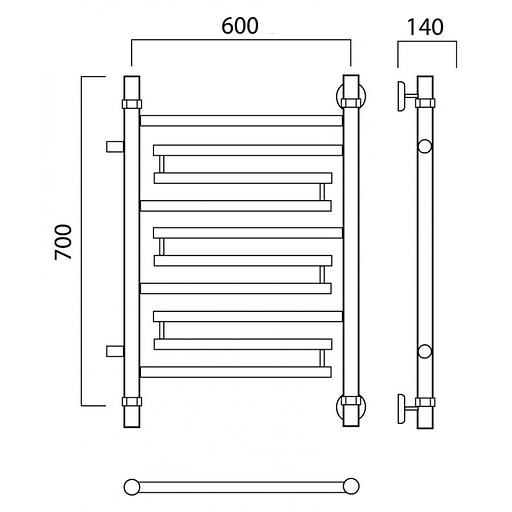 Полотенцесушитель водяной Роснерж Нео 2 L109001 70x60 с боковым подключением 500 фото 2