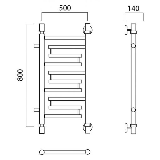 Полотенцесушитель водяной Роснерж Нео 2 L109001 80x50 с боковым подключением 500 фото 2