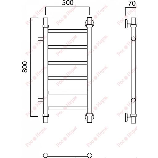 Полотенцесушитель водяной Роснерж Прямая L107001 80x50 с боковым подключением 500 фото 2