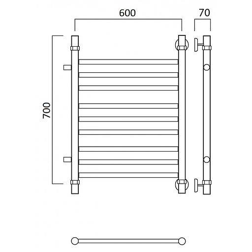 Полотенцесушитель водяной Роснерж Прямая L107011 70x60 с боковым подключением 500 групповой фото 2