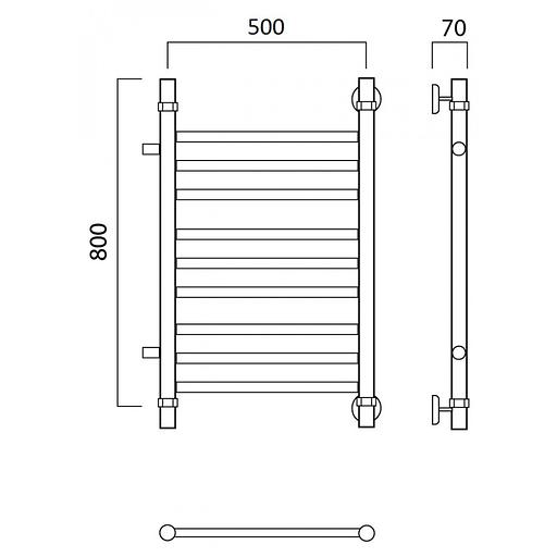 Полотенцесушитель водяной Роснерж Прямая L107011 80x50 с боковым подключением 500 групповой фото 2