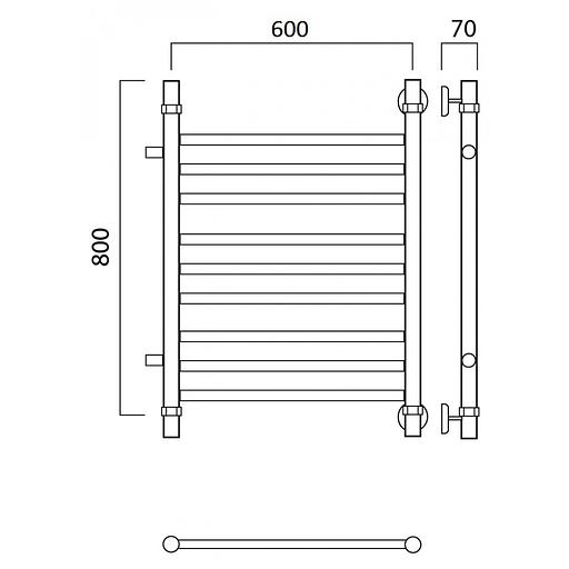 Полотенцесушитель водяной Роснерж Прямая L107011 80x60 с боковым подключением 500 групповой фото 2