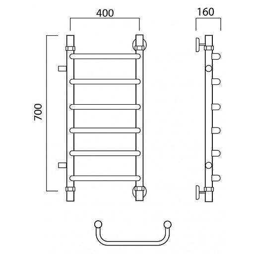 Полотенцесушитель водяной Роснерж Скоба L102001 70x40 с боковым подключением 500 фото 2