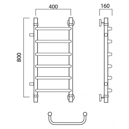 Полотенцесушитель водяной Роснерж Скоба L102001 80x40 с боковым подключением 500 фото 2