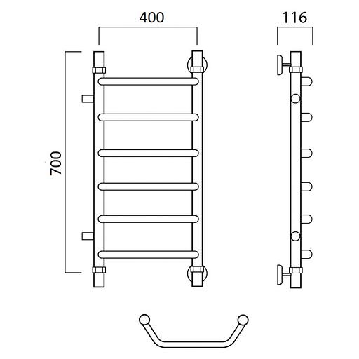 Полотенцесушитель водяной Роснерж Трапеция L108001 70x40 с боковым подключением 500 фото 2