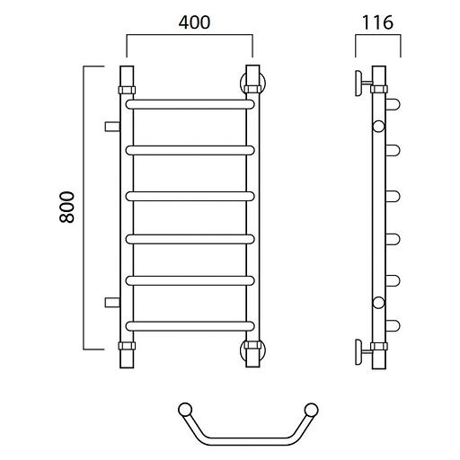 Полотенцесушитель водяной Роснерж Трапеция L108001 80x40 с боковым подключением 500 фото 2